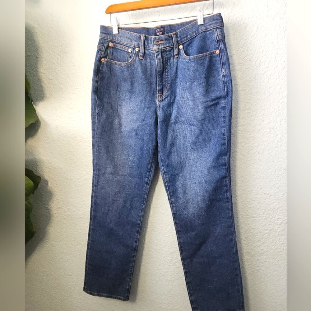 J crew high rise essential straight jeans